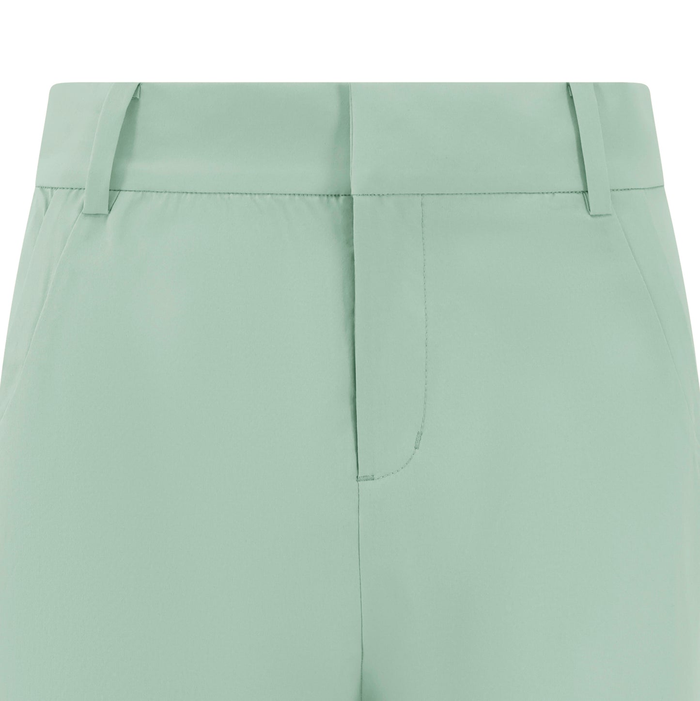 Women's cuffed golf trousers in green with belt loops, pockets and four-way stretch fabric