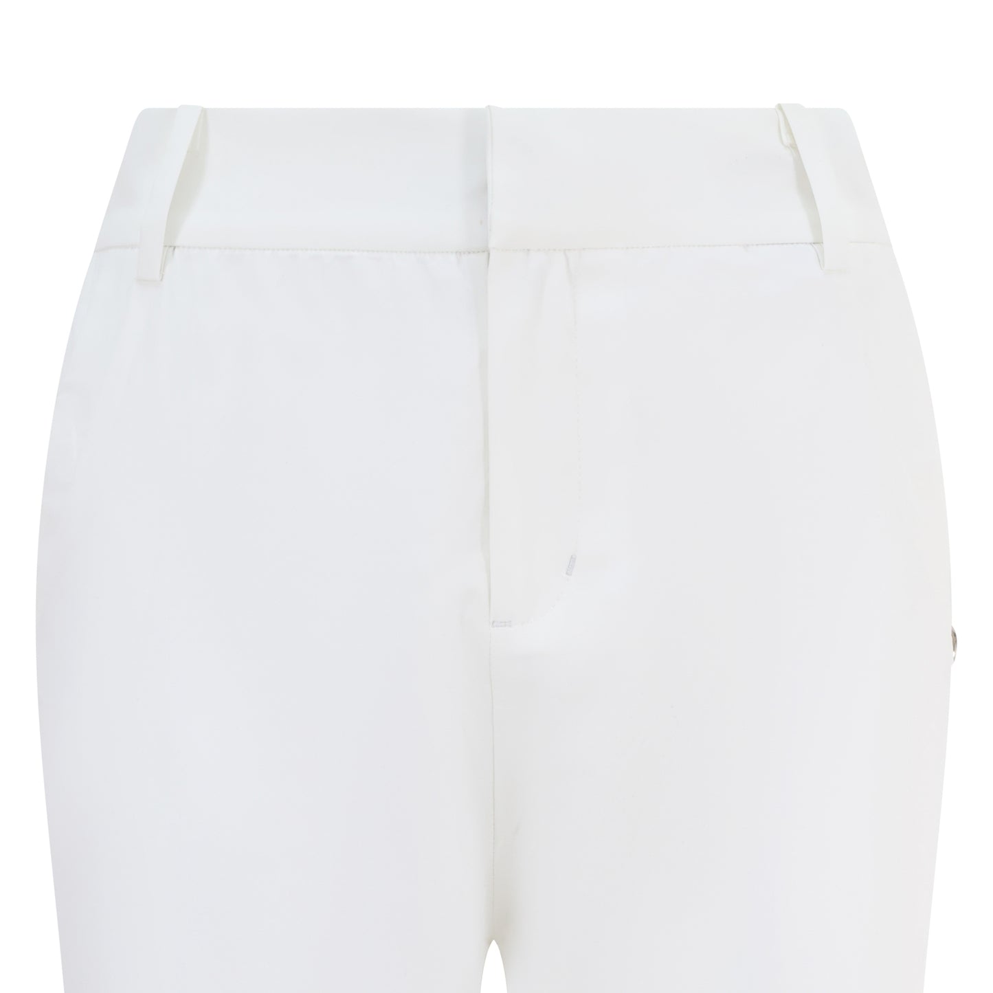 Women's cuffed golf trousers in white with belt loops, pockets and four-way stretch fabric