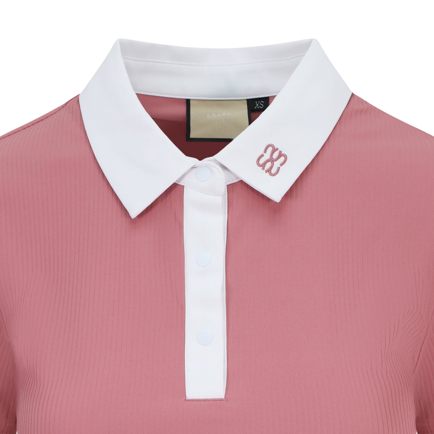 CSARA premium pink women's golf ribbed athleisure top with collar, soft touch