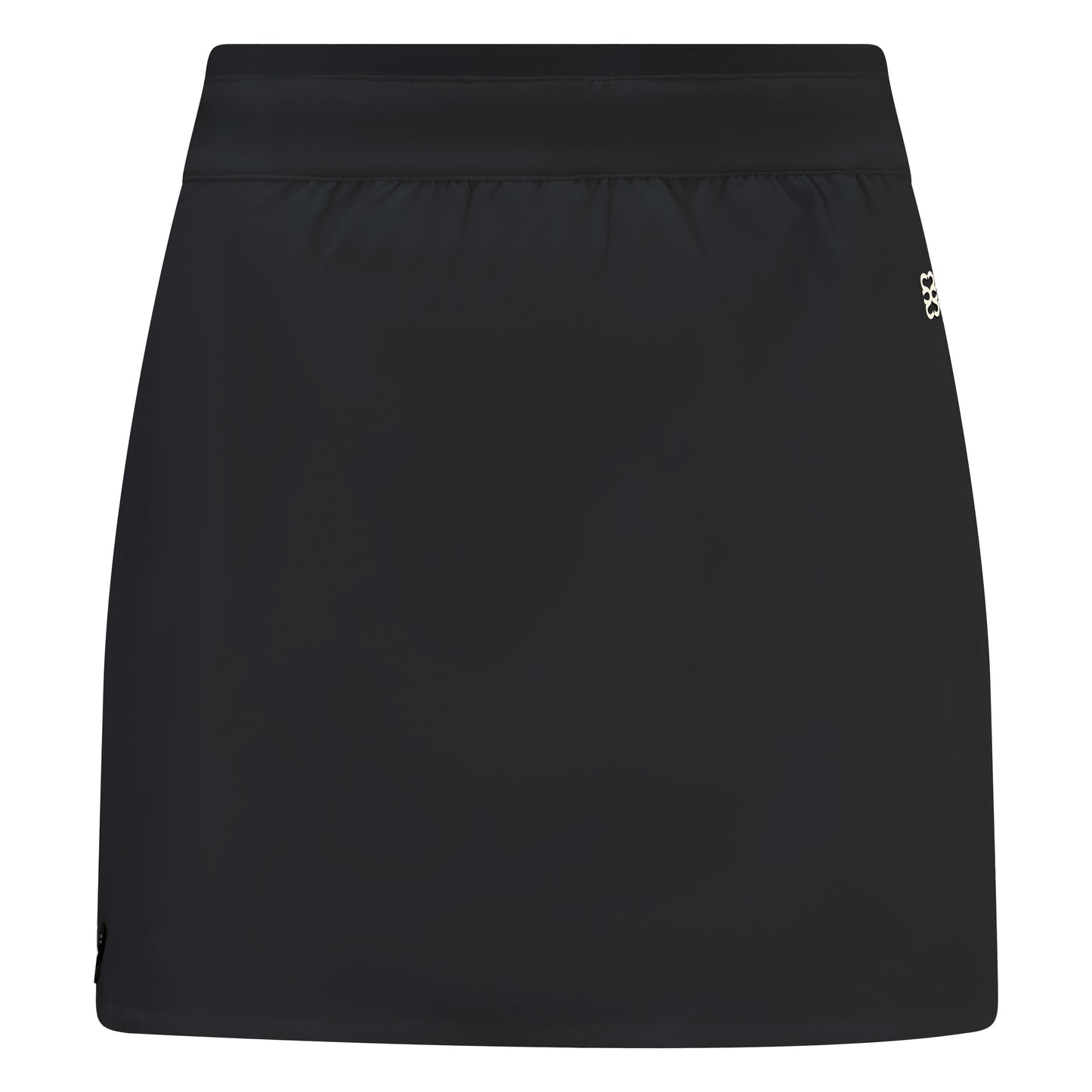 Women's golf skirt with wrap skirt in black and elasticated waistband and pockets