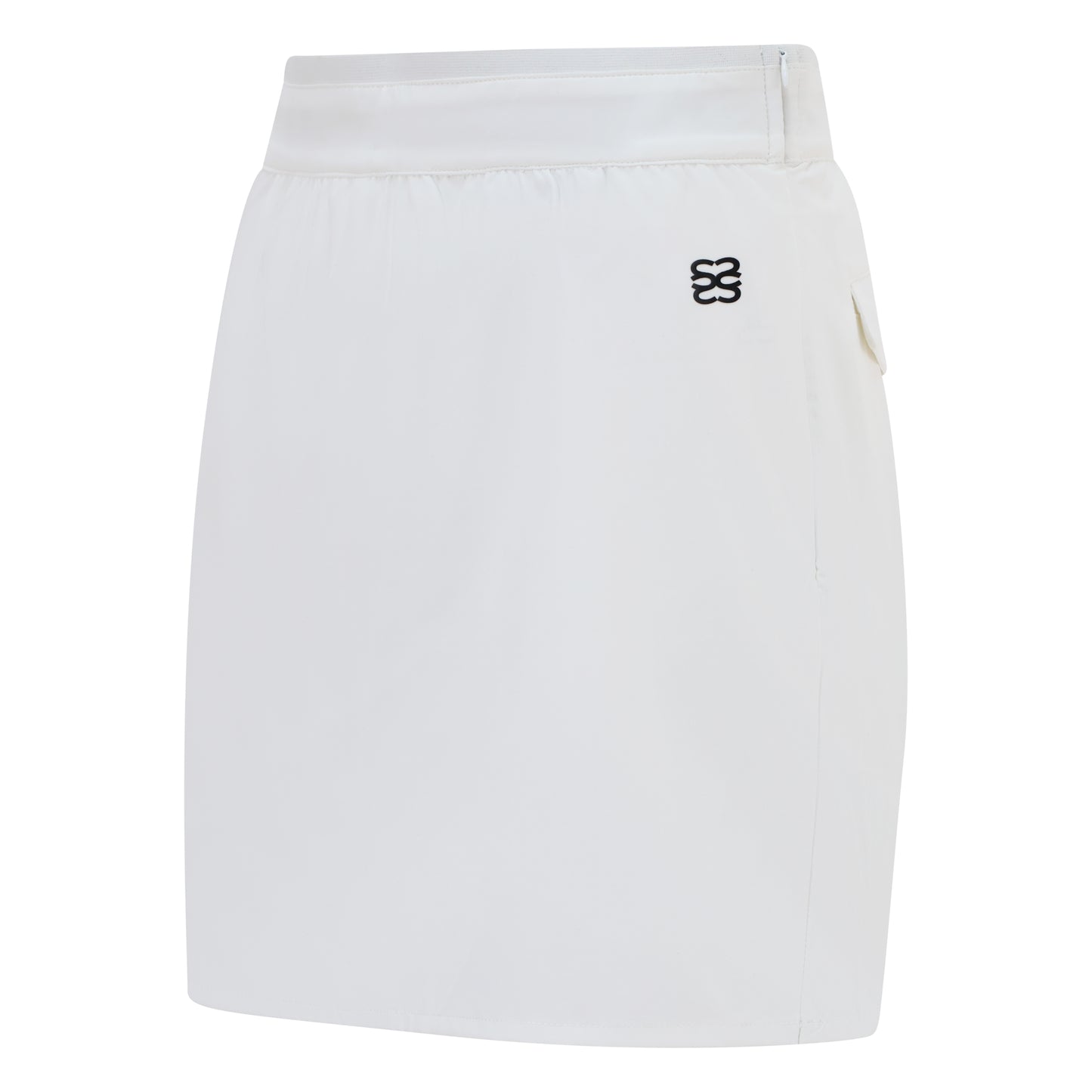 Women's golf skirt with wrap skirt in white and elasticated waistband and pockets