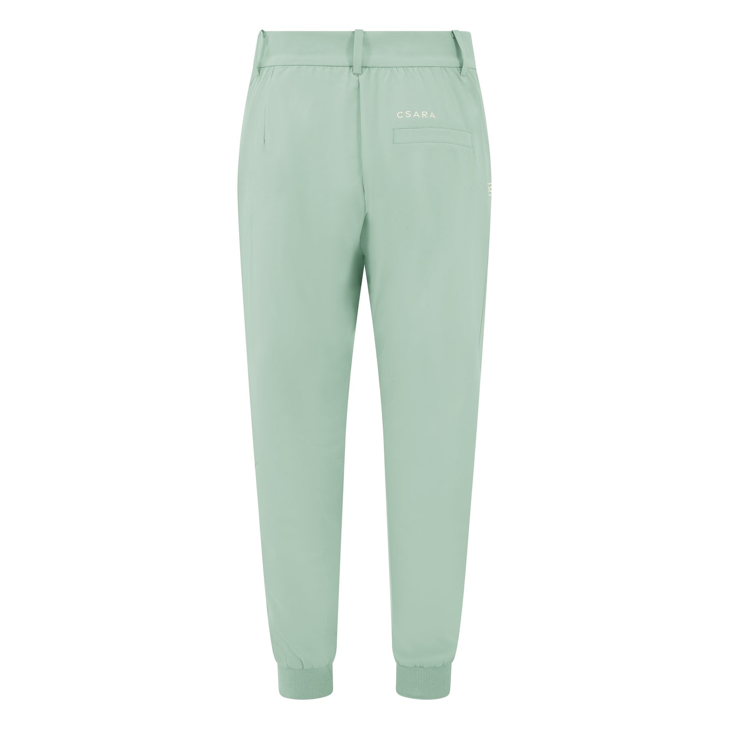 Women's cuffed golf trousers in green with belt loops, pockets and four-way stretch fabric