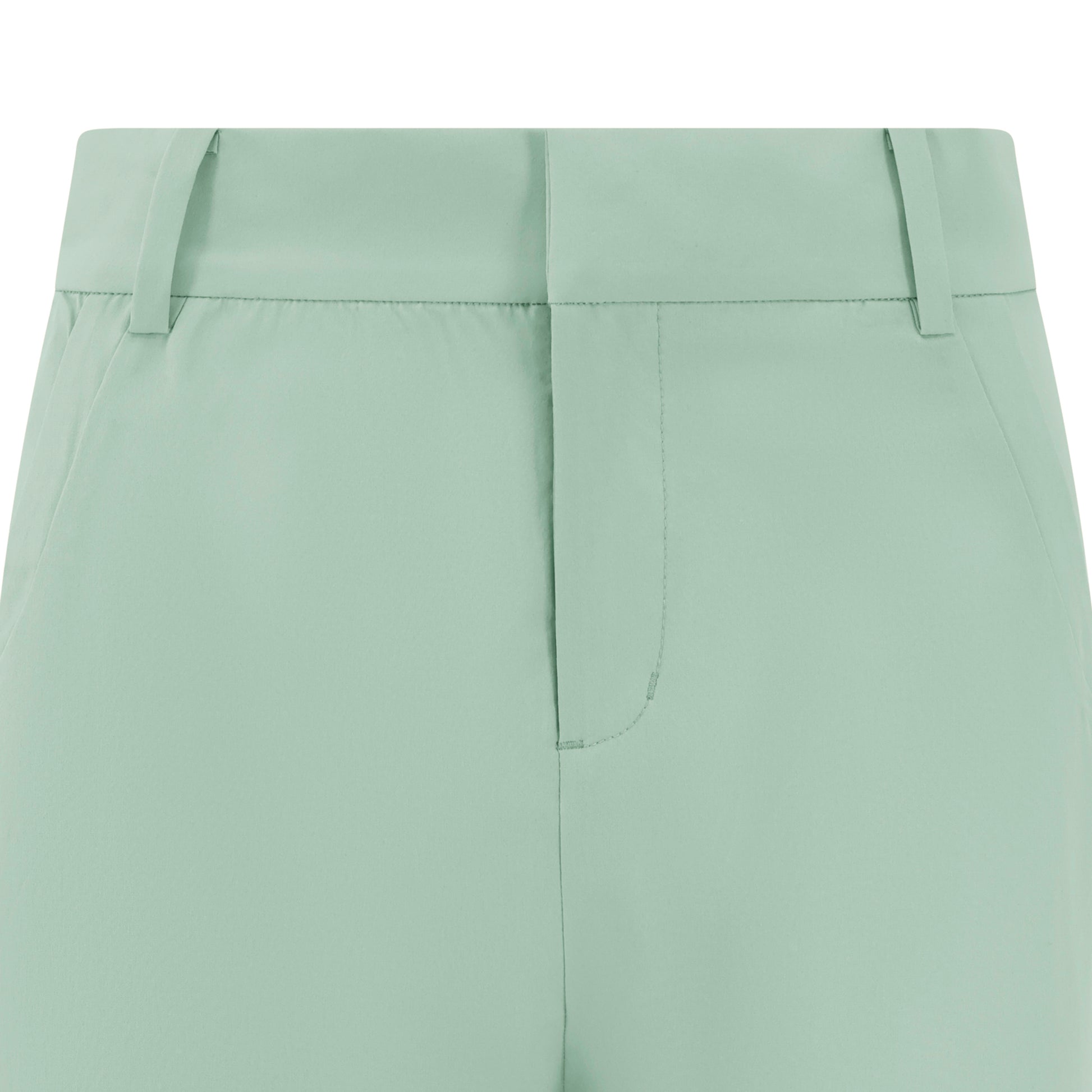Women's cuffed golf trousers in green with belt loops, pockets and four-way stretch fabric