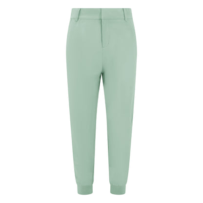 Women's cuffed golf trousers in green with belt loops, pockets and four-way stretch fabric
