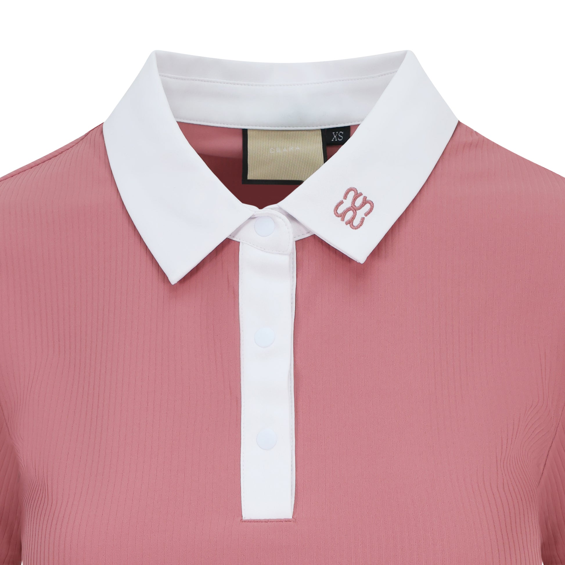 CSARA premium pink women's golf ribbed athleisure top with collar, soft touch