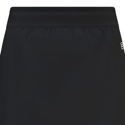 Women's golf skirt with wrap skirt in black and elasticated waistband and pockets
