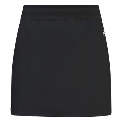 Women's golf skirt with wrap skirt in black and elasticated waistband and pockets