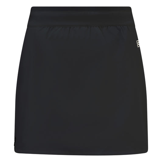 Women's golf skirt with wrap skirt in black and elasticated waistband and pockets