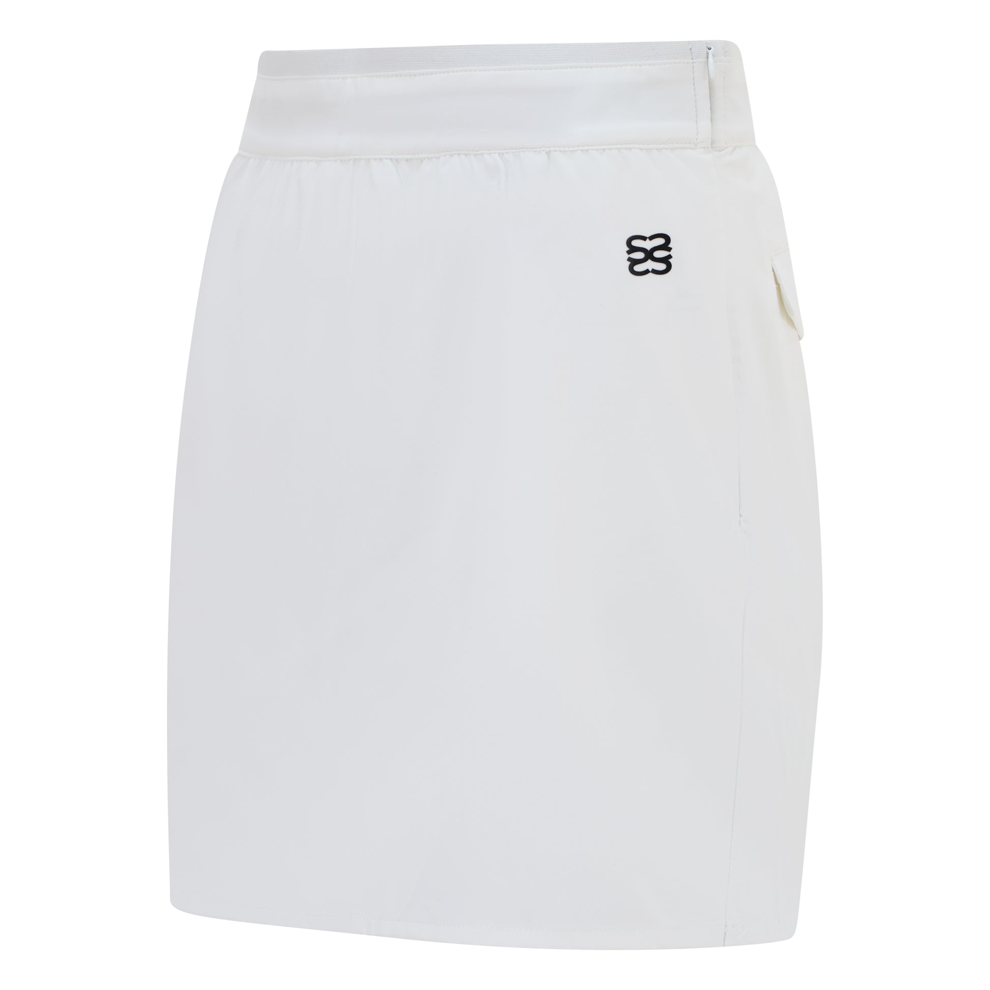 Women's golf skirt with wrap skirt in white and elasticated waistband and pockets