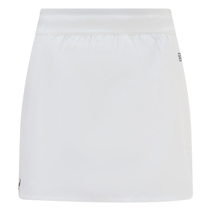 Women's golf skirt with wrap skirt in white and elasticated waistband and pockets