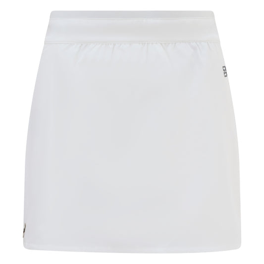 Women's golf skirt with wrap skirt in white and elasticated waistband and pockets