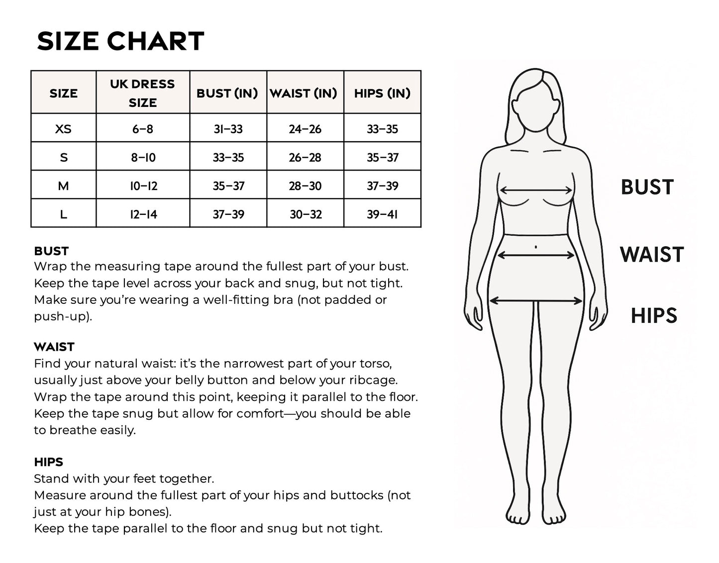 CSARA Size Chart