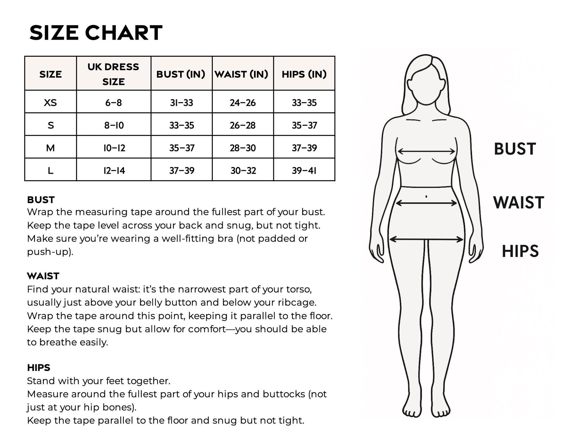 CSARA Size Chart