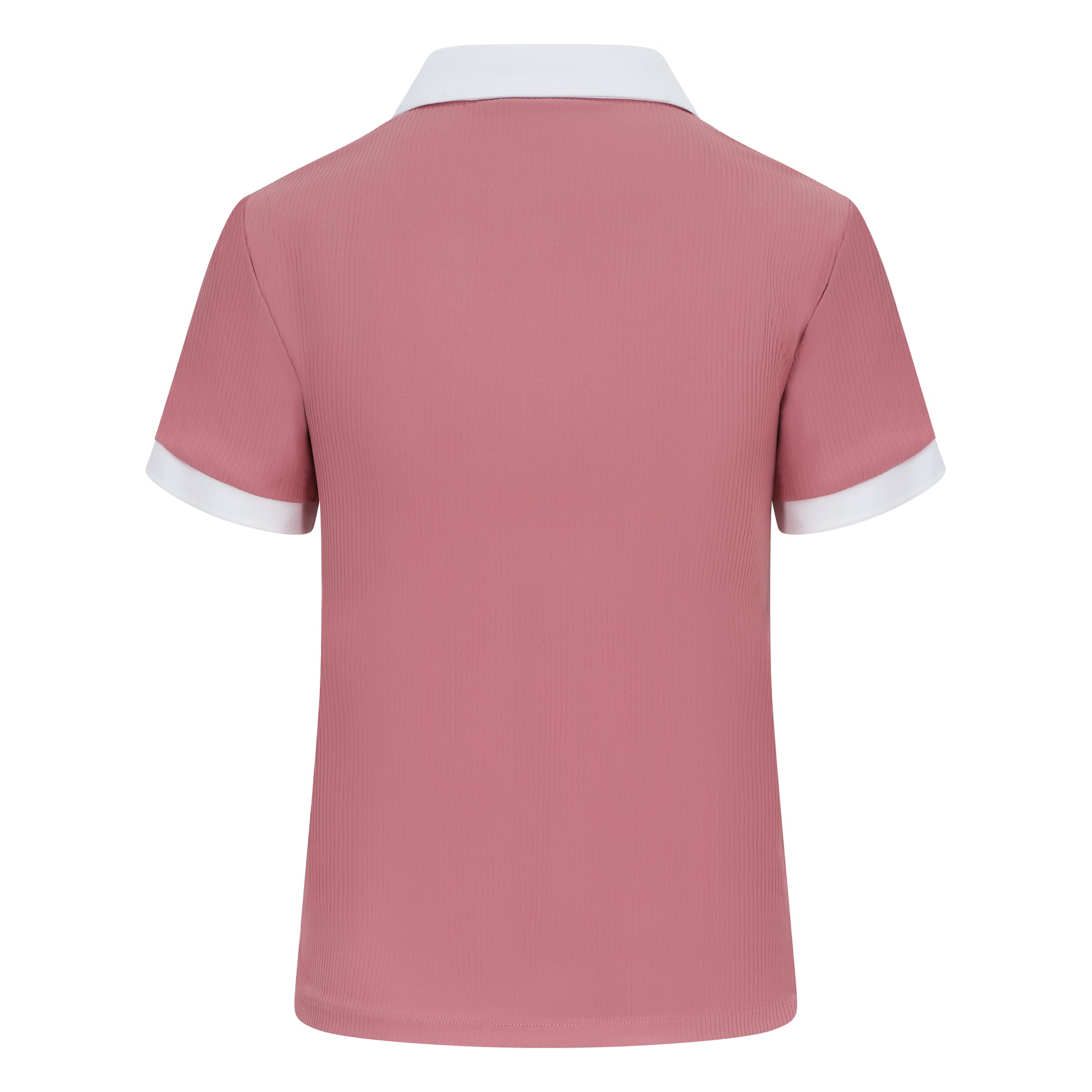 CSARA premium pink women's golf ribbed athleisure top with collar, soft touch