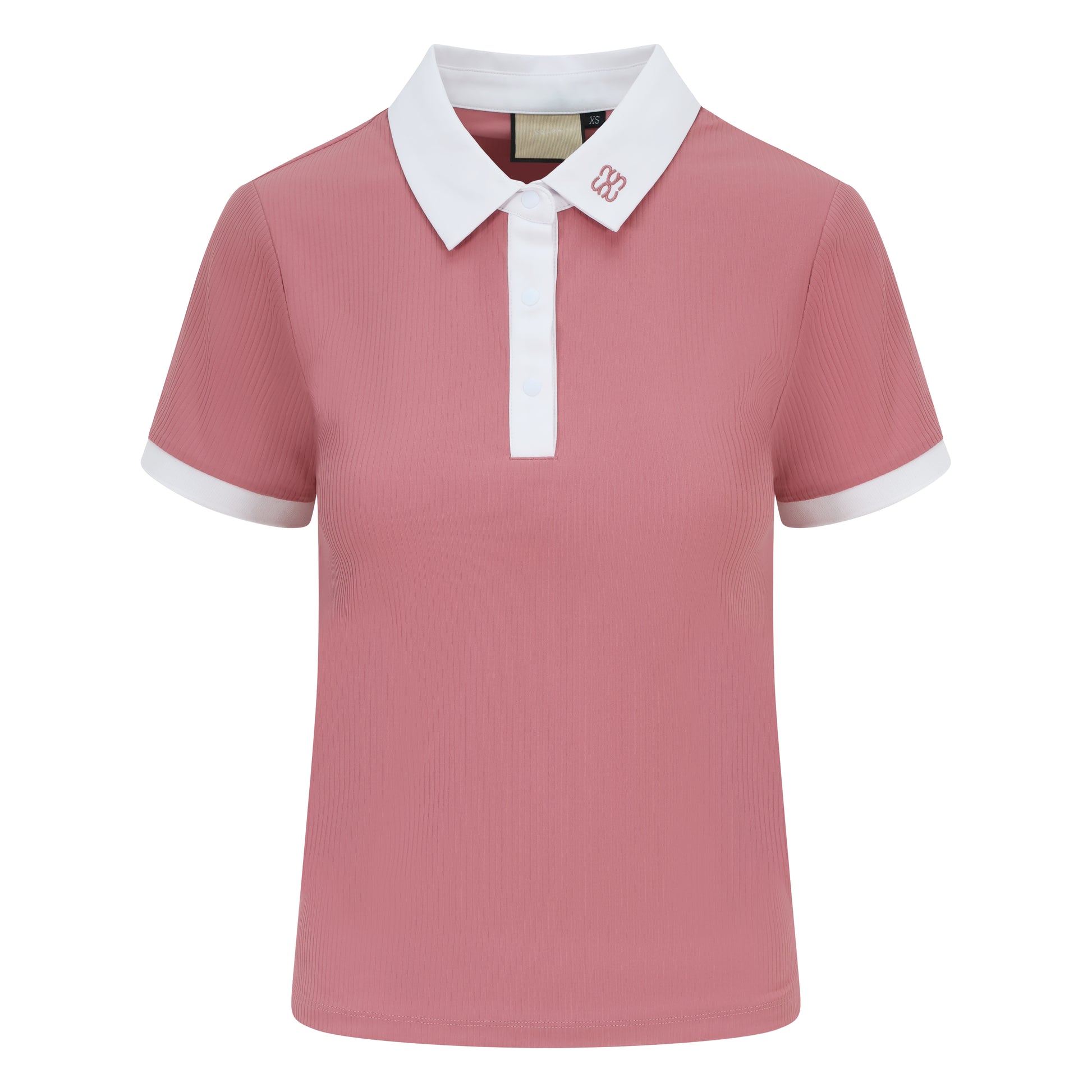 CSARA premium pink women's golf ribbed athleisure top with collar, soft touch