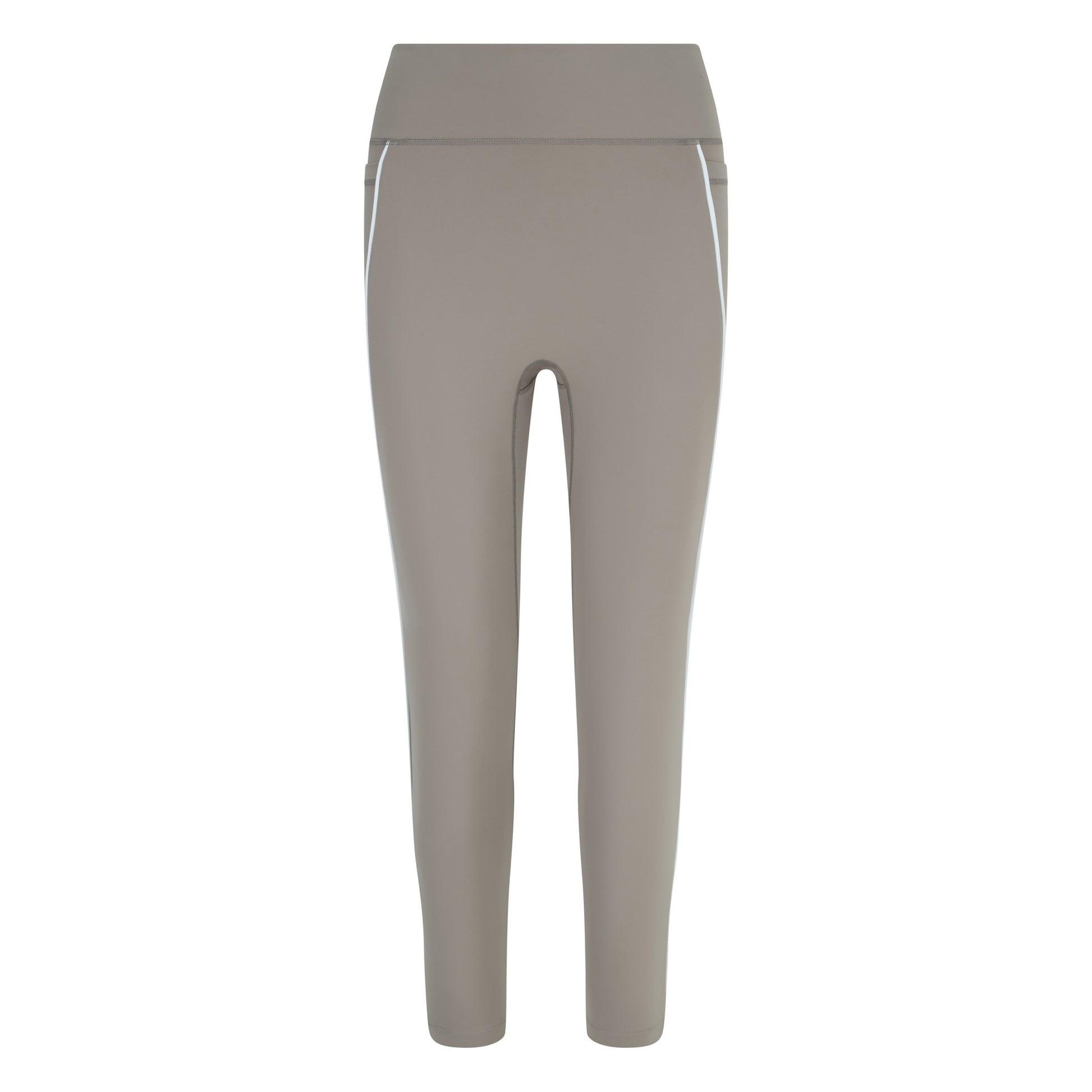 CSARA Mocha Grey Leggings with white piping detail