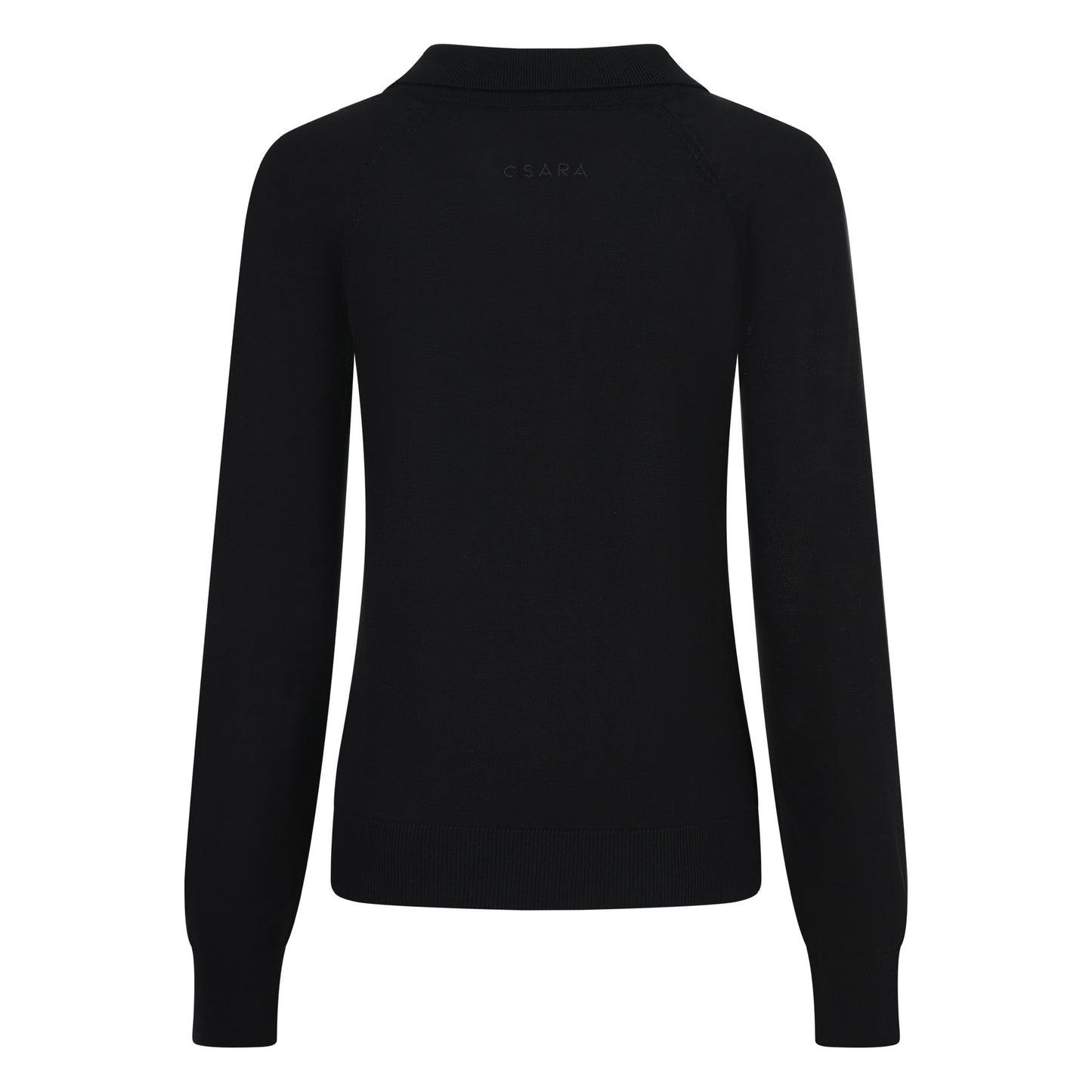 Black knitted polo with 1/4 button front - ghost image back