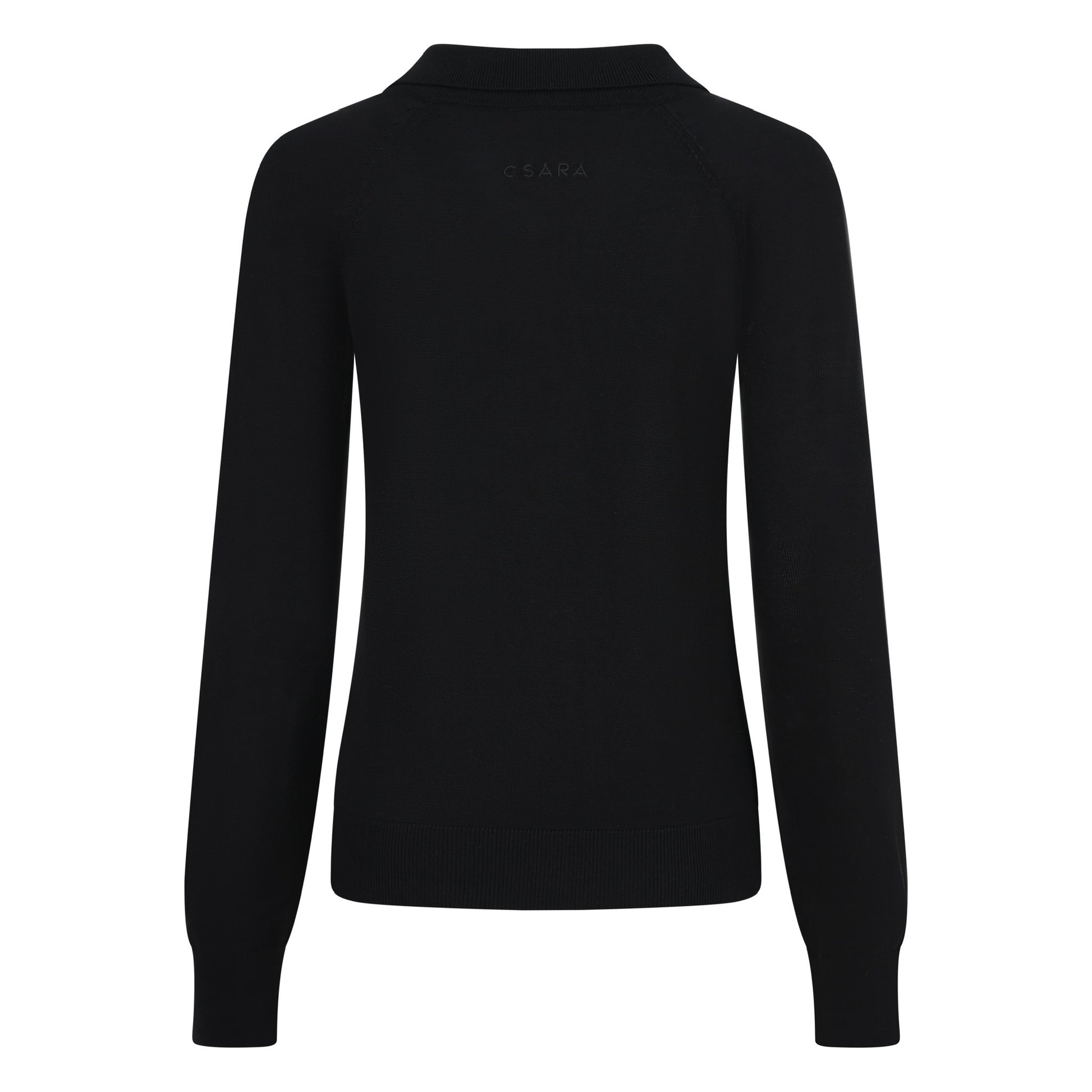 Black knitted polo with 1/4 button front - ghost image back