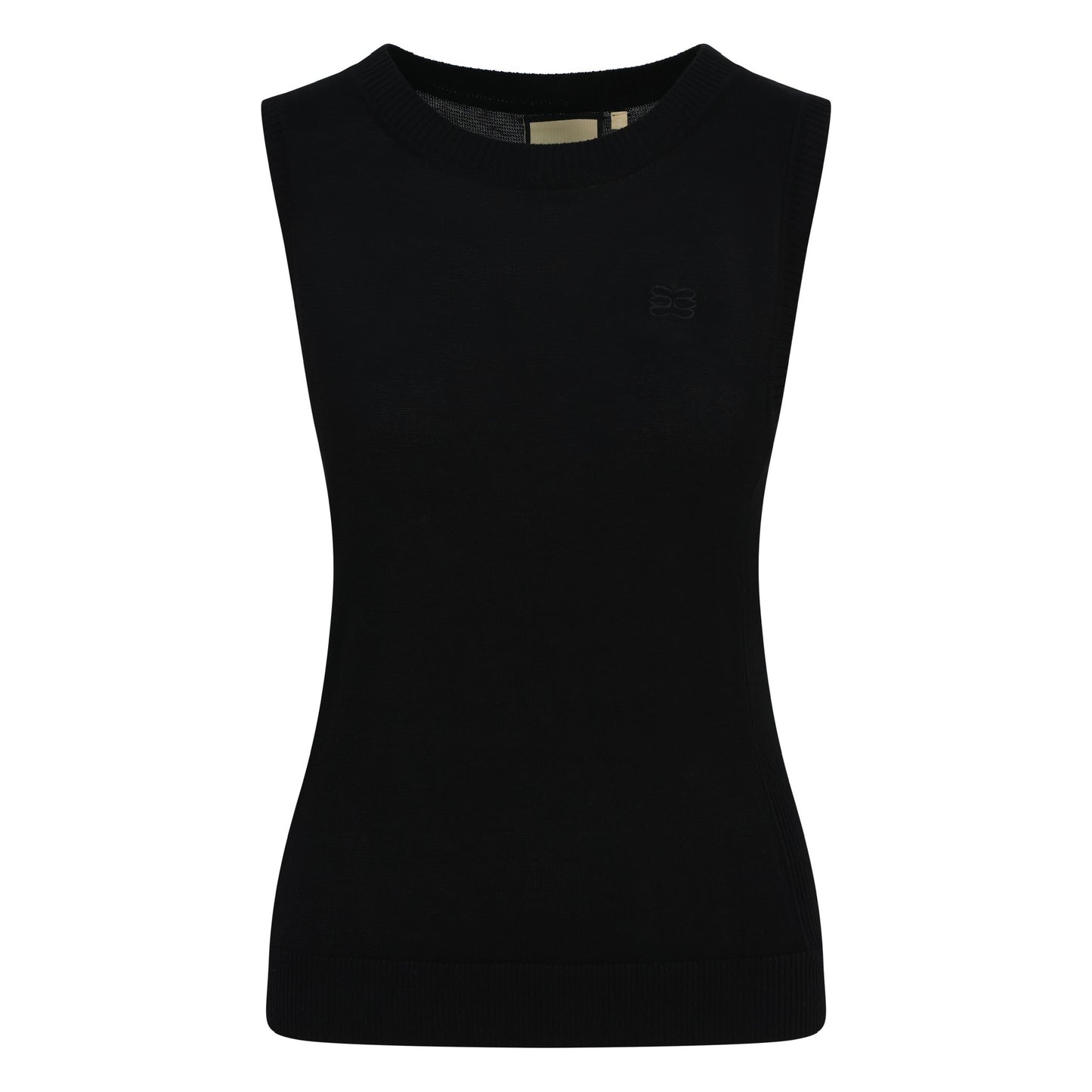CSARA Raven knitted vest in black, women’s sleeveless golf knitwear.