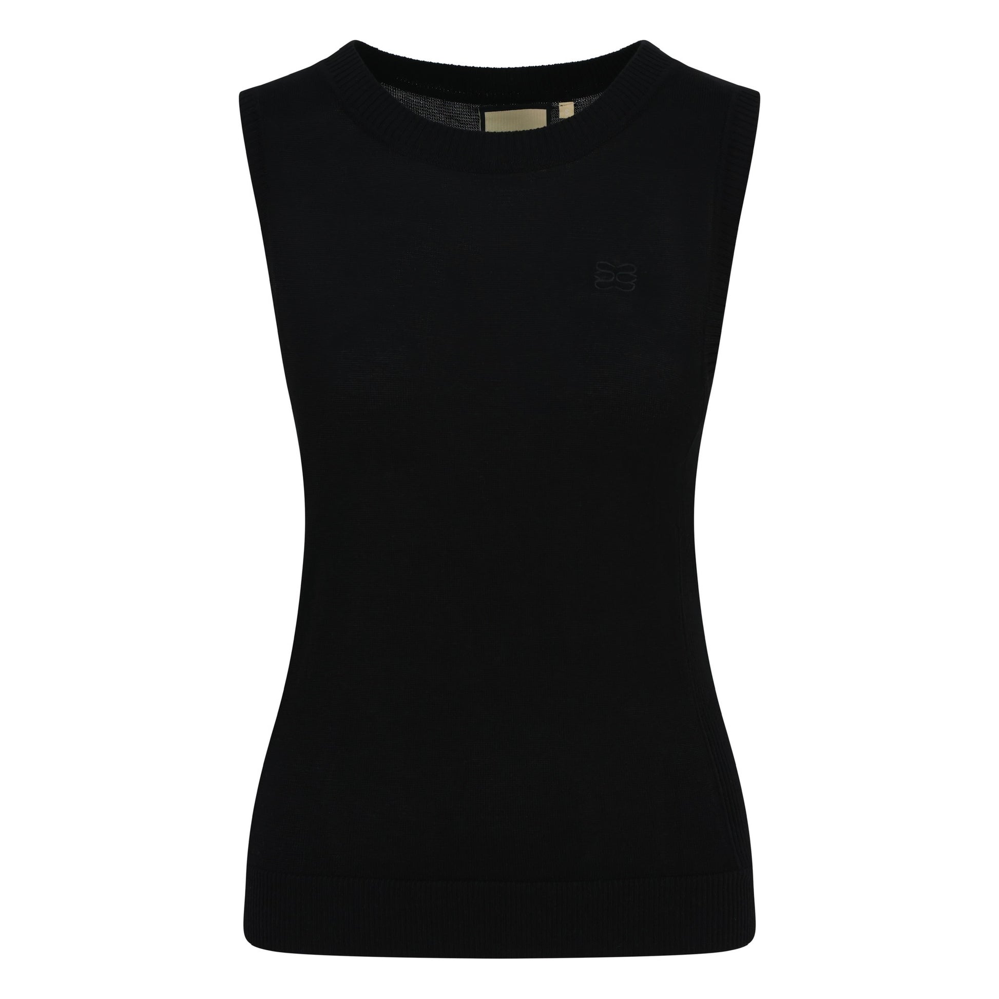 CSARA Raven knitted vest in black, women’s sleeveless golf knitwear.