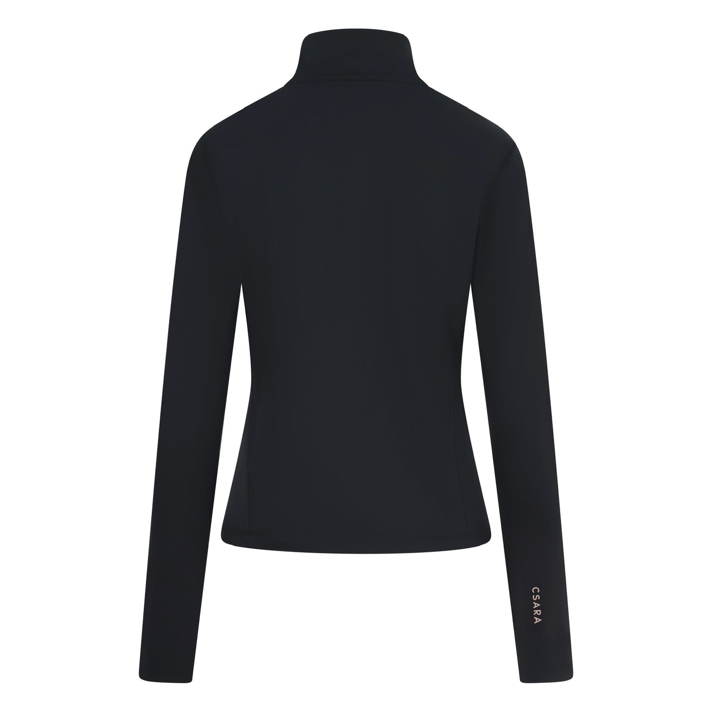 Black zip through sports jacket with pink piping and branding - ghost image back