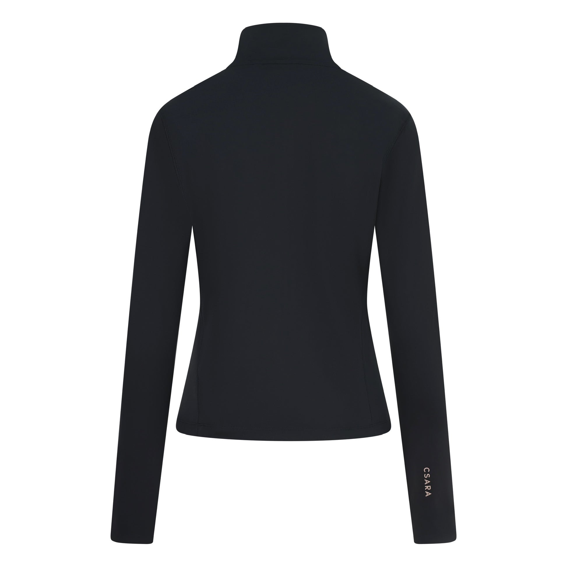 Black zip through sports jacket with pink piping and branding - ghost image back