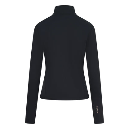 Black zip through sports jacket with pink piping and branding - ghost image back