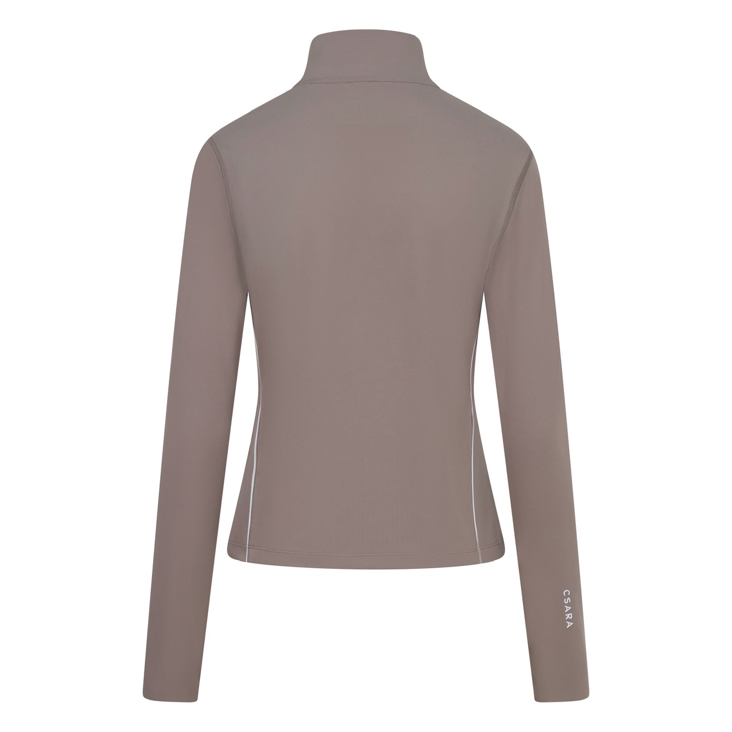 Mocha zip through sports jacket with pink piping and branding - ghost image back