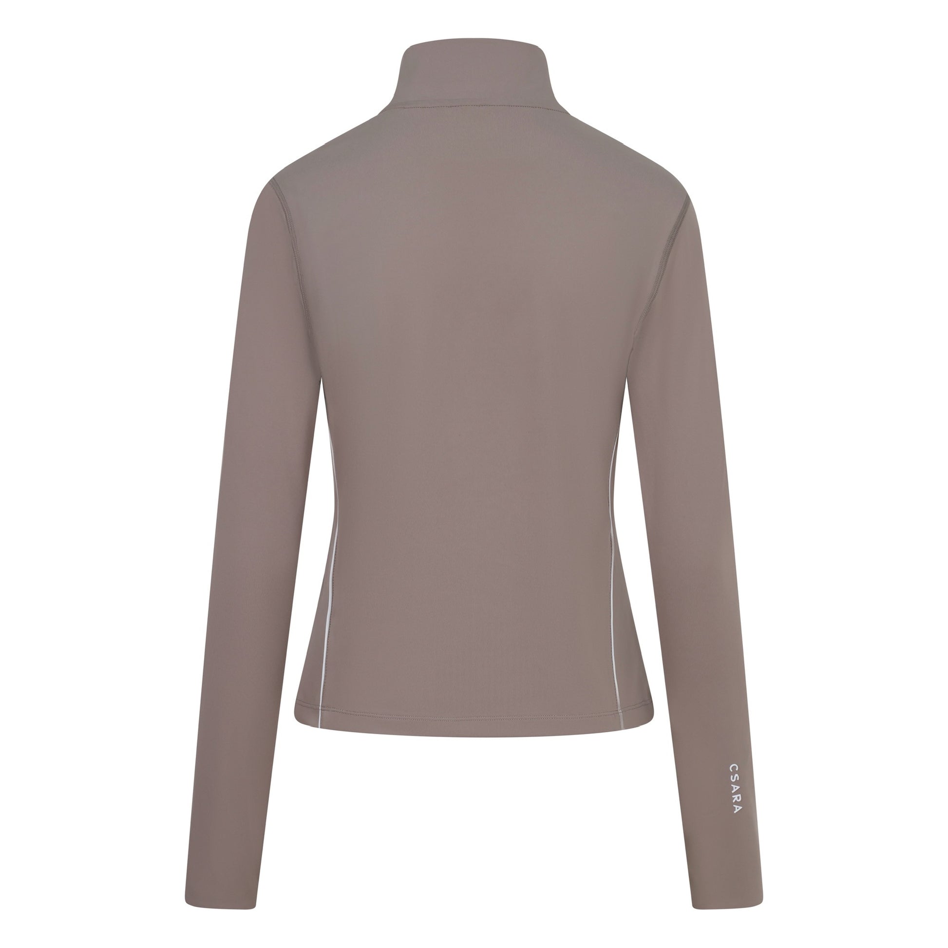 Mocha zip through sports jacket with pink piping and branding - ghost image back