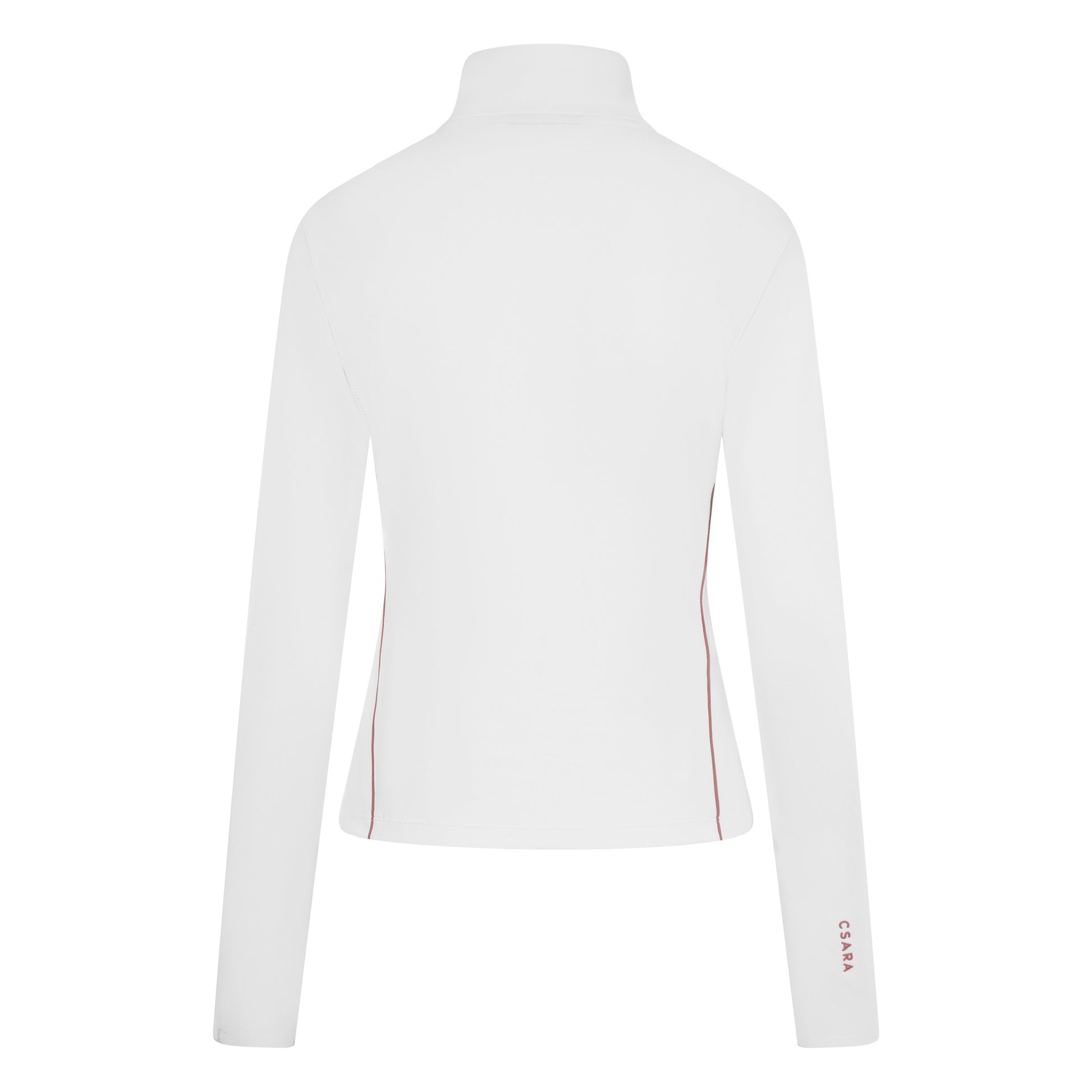 White zip through sports jacket with pink piping and branding - ghost image back