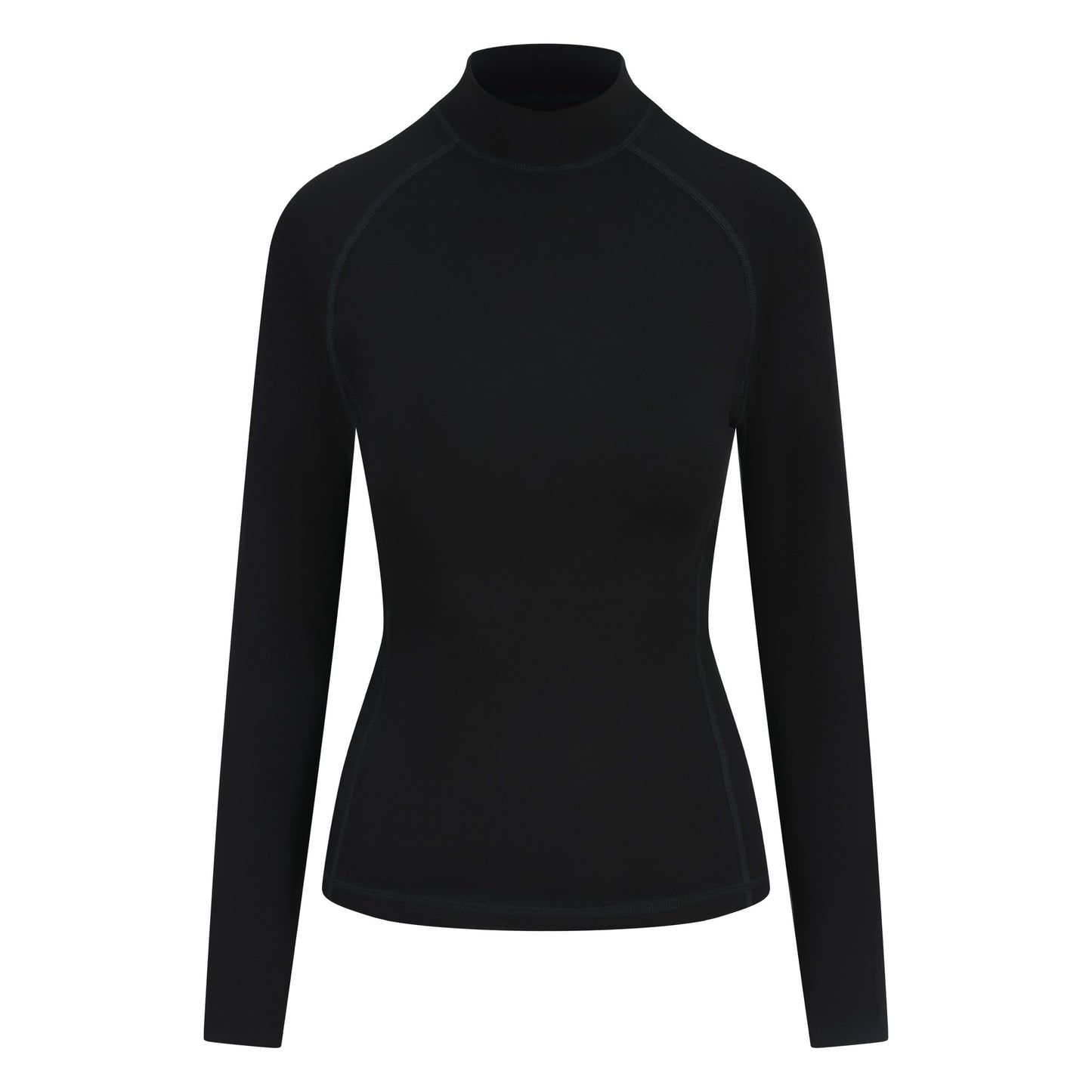 Black womens baselayer with mock collar - ghost image front