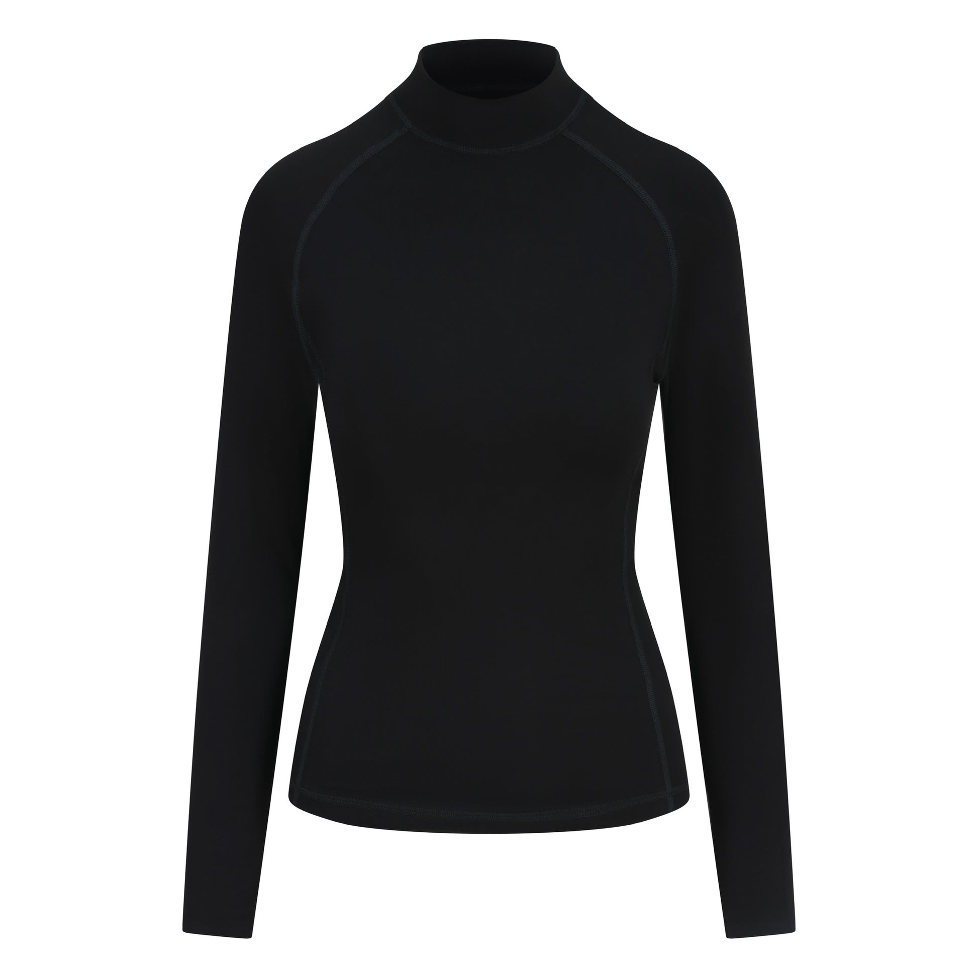 Black womens baselayer with mock collar - ghost image front
